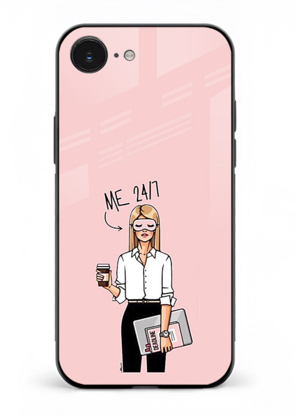 Office Lady Holding aesthetic artwork iphone 16e glass back cover