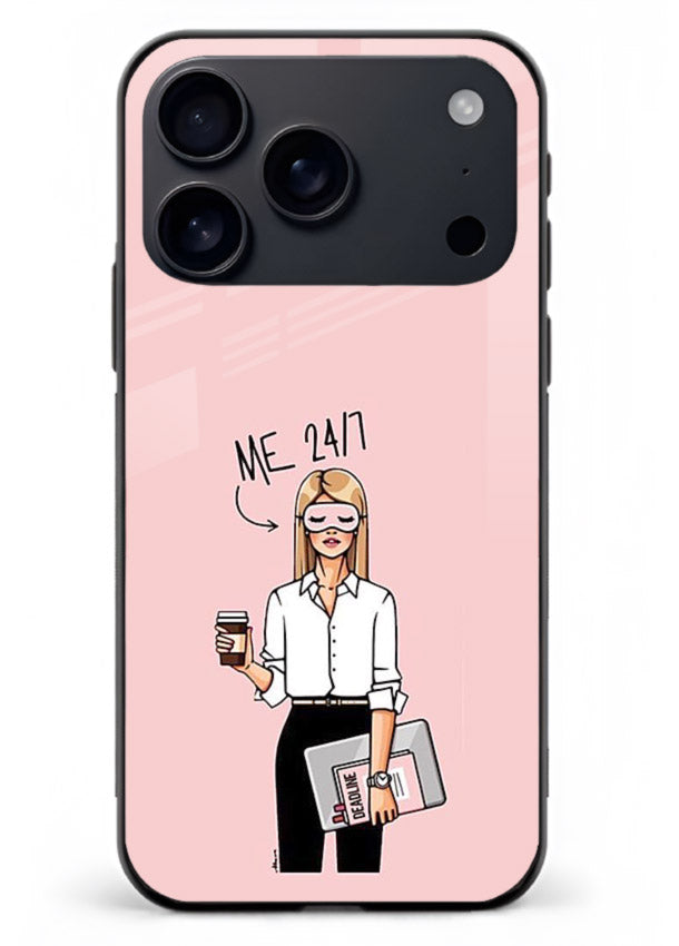 Office Lady Holding aesthetic artwork iphone 18 pro max glass back cover