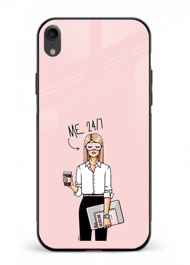 Office Lady Holding aesthetic artwork iphone xr glass back cover