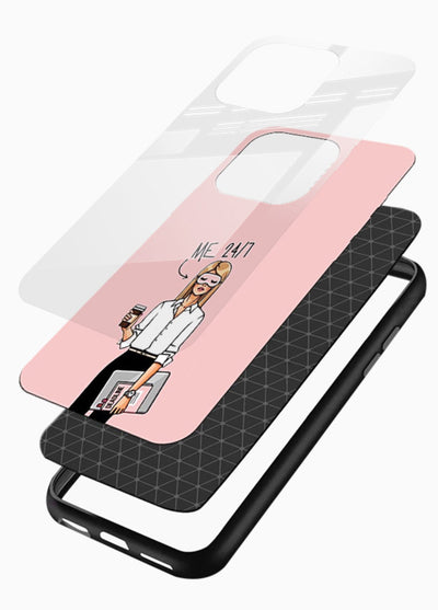 Office Lady Holding aesthetic artwork glossy vibrant premium glass back cover - Angle Layers