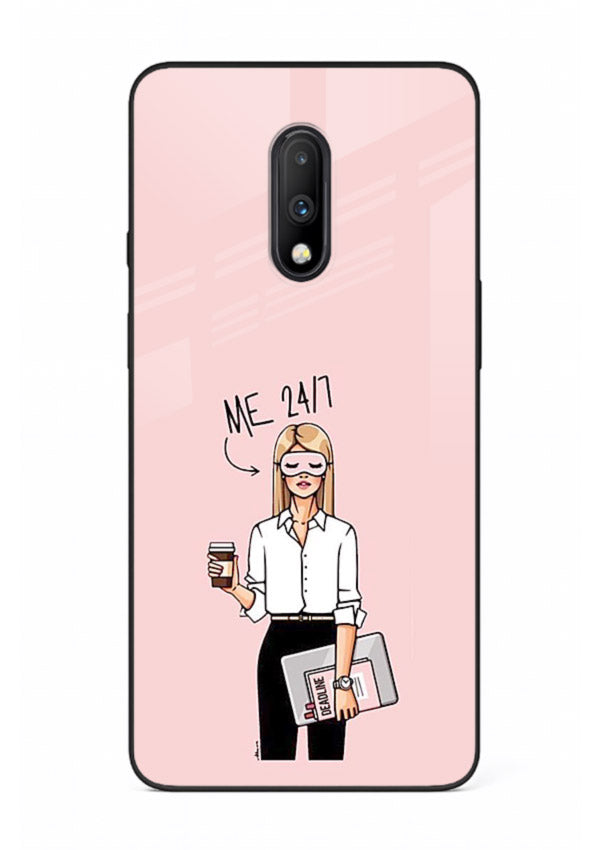 Office Lady Holding aesthetic artwork OnePlus 7 glass back cover