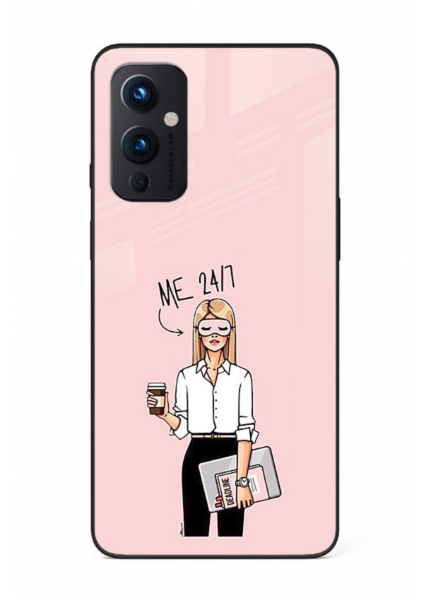 Office Lady Holding aesthetic artwork OnePlus 9 Pro glass back cover