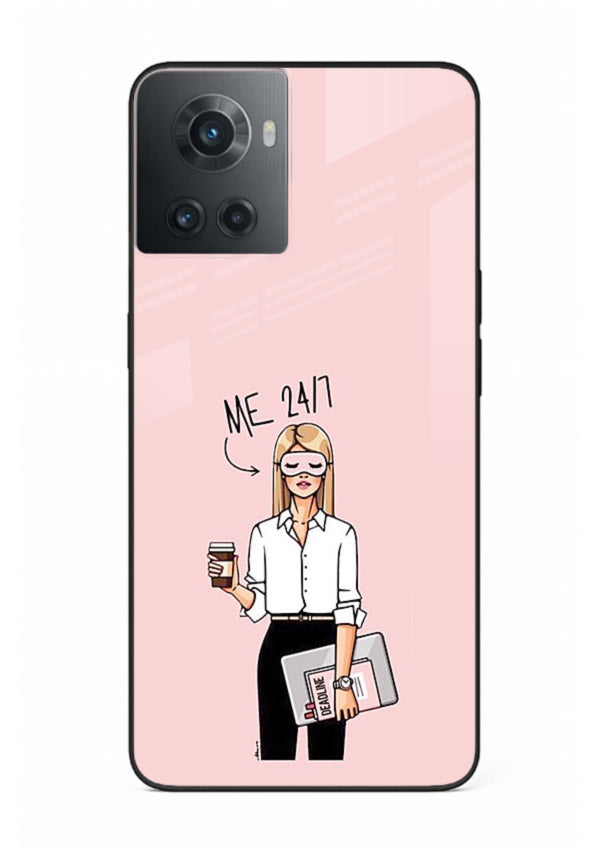 Office Lady Holding aesthetic artwork OnePlus 10R glass back cover