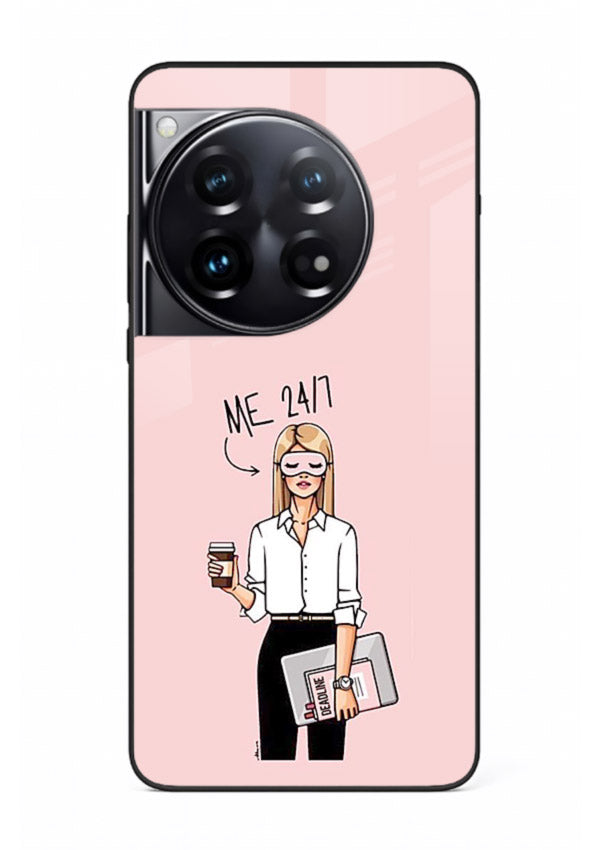 Office Lady Holding aesthetic artwork OnePlus 12 glass back cover