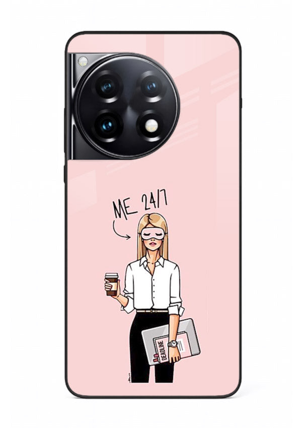 Office Lady Holding aesthetic artwork OnePlus 12R glass back cover