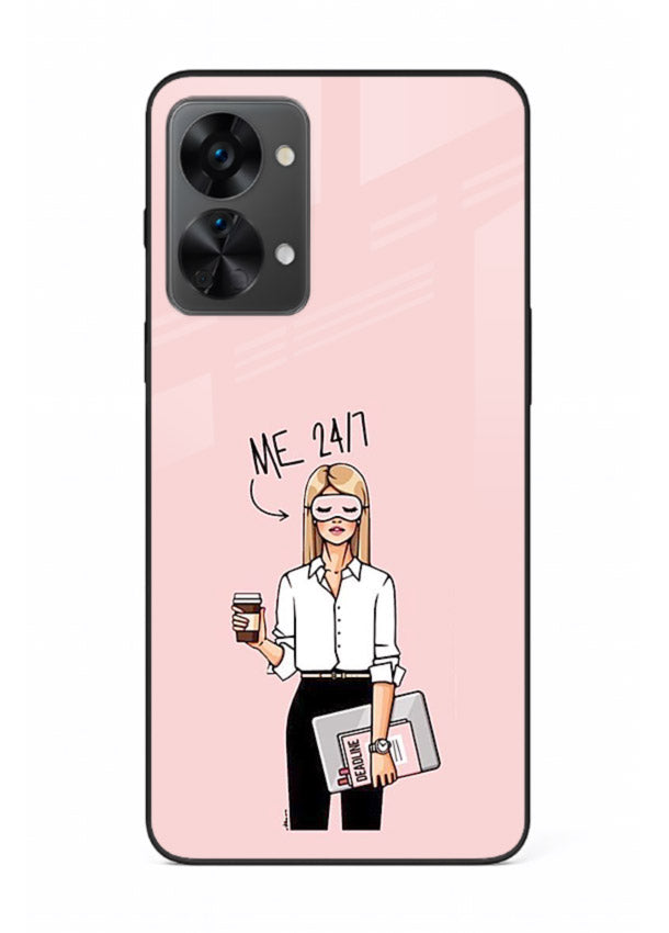 Office Lady Holding aesthetic artwork OnePlus Nord 2T glass back cover