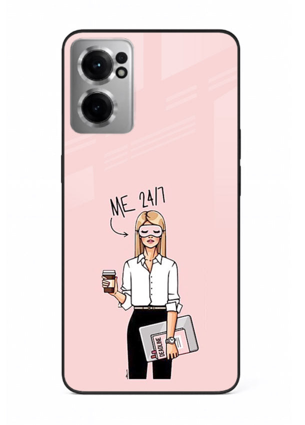 Office Lady Holding aesthetic artwork OnePlus Nord CE2 5G glass back cover