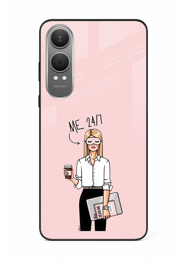 Office Lady Holding aesthetic artwork OnePlus Nord CE4 Lite glass back cover