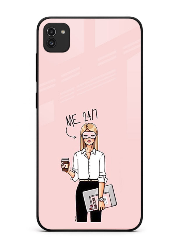 Office Lady Holding aesthetic artwork Samsung A03 glass back cover