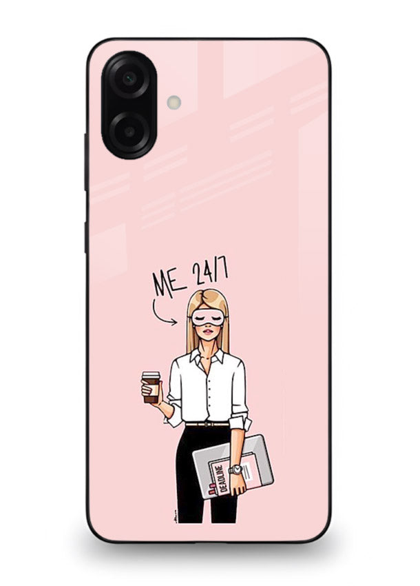 Office Lady Holding aesthetic artwork Samsung A06 5G glass back cover