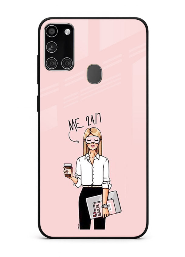 Office Lady Holding aesthetic artwork Samsung A21s glass back cover