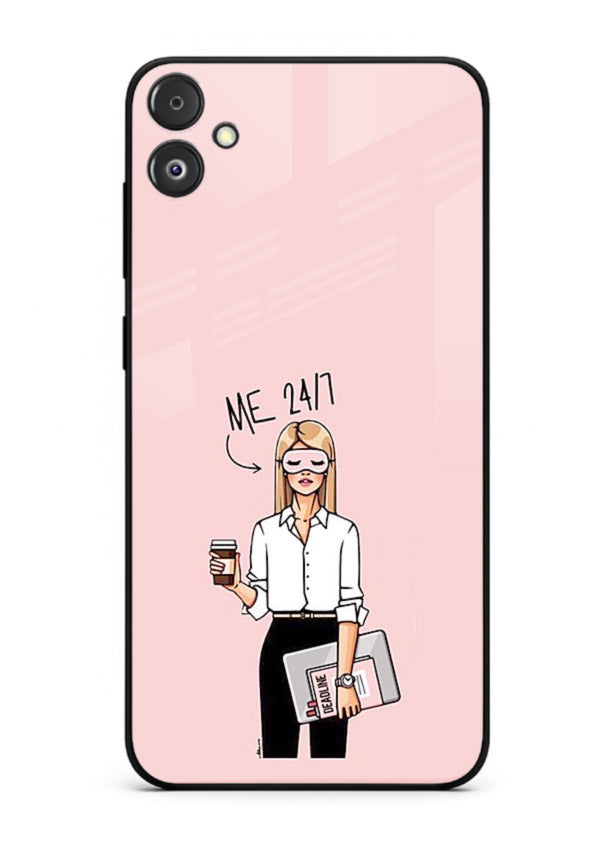Office Lady Holding aesthetic artwork Samsung F05 5G glass back cover