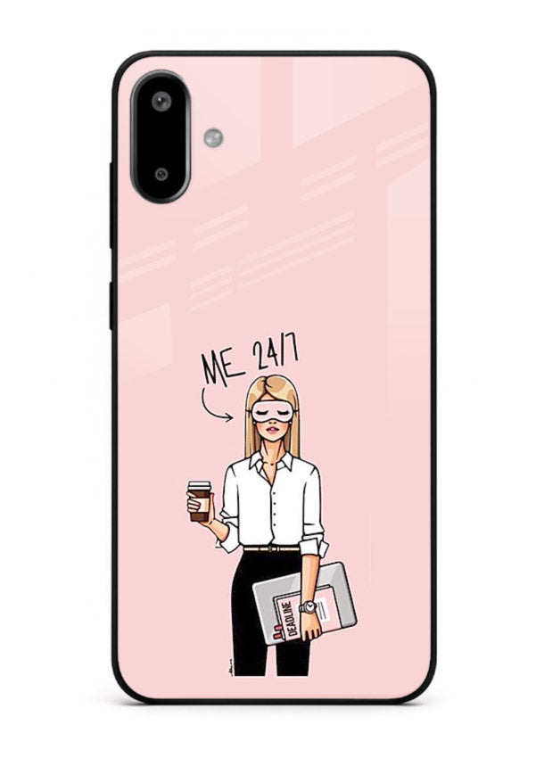 Office Lady Holding aesthetic artwork Samsung F06 5G glass back cover