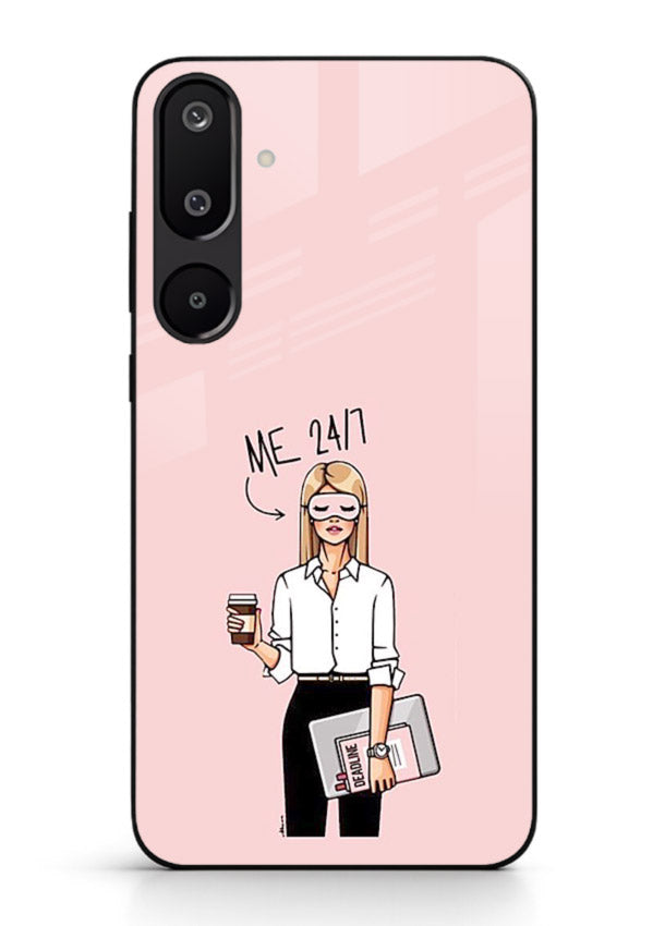 Office Lady Holding aesthetic artwork Samsung F16 5G glass back cover