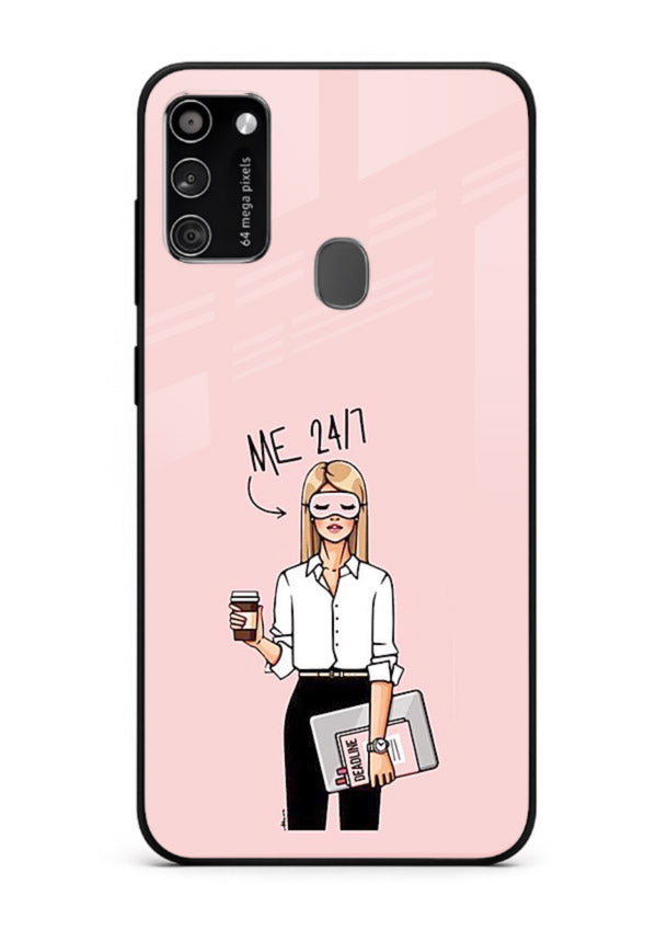 Office Lady Holding aesthetic artwork Samsung M30s glass back cover