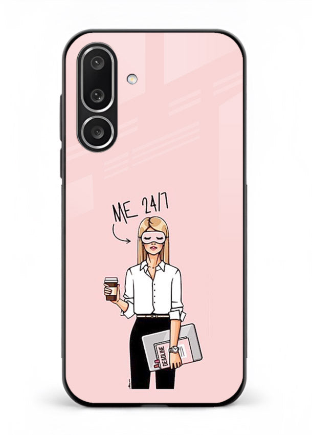 Office Lady Holding aesthetic artwork Samsung F56 5G glass back cover