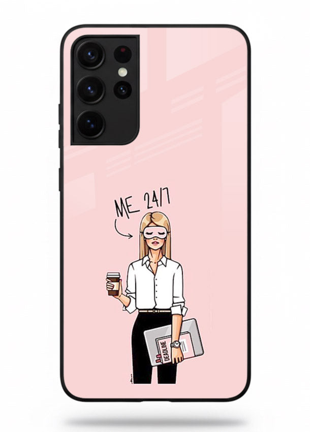 Office Lady Holding aesthetic artwork Samsung S21 Ultra glass back cover