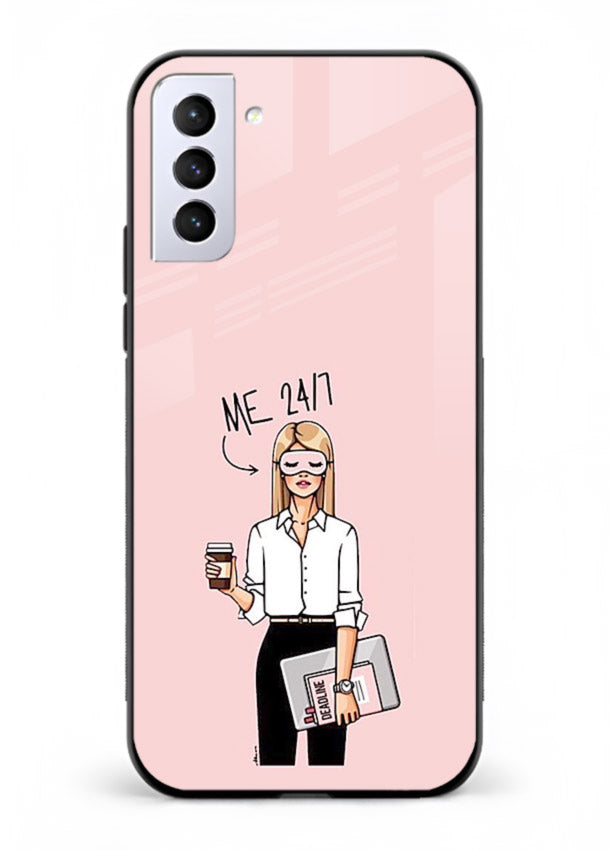 Office Lady Holding aesthetic artwork Samsung S21 Plus glass back cover