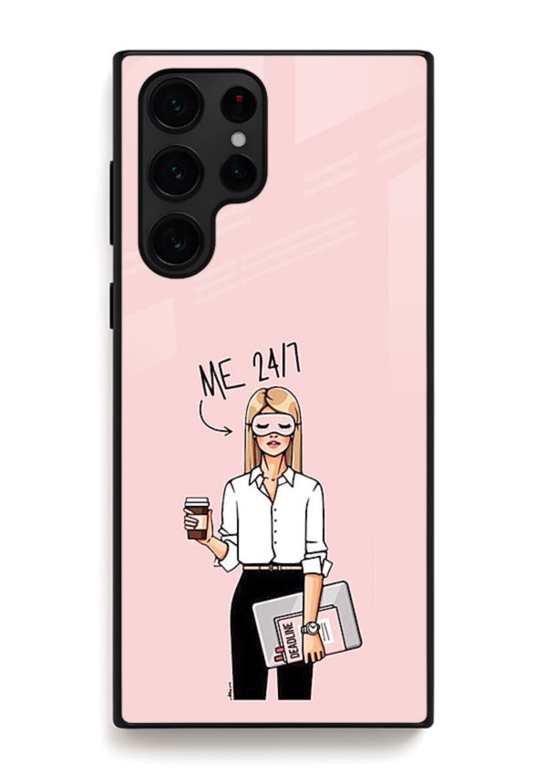 Office Lady Holding aesthetic artwork Samsung S24 Ultra glass back cover