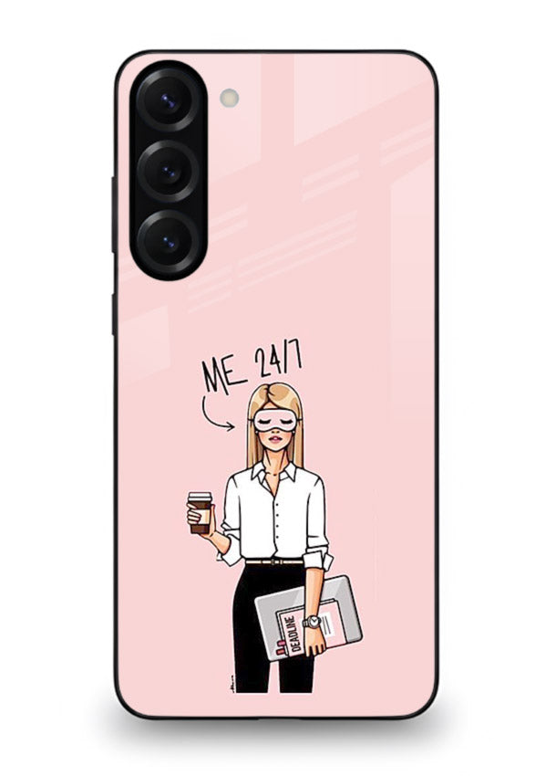 Office Lady Holding aesthetic artwork Samsung S23 glass back cover