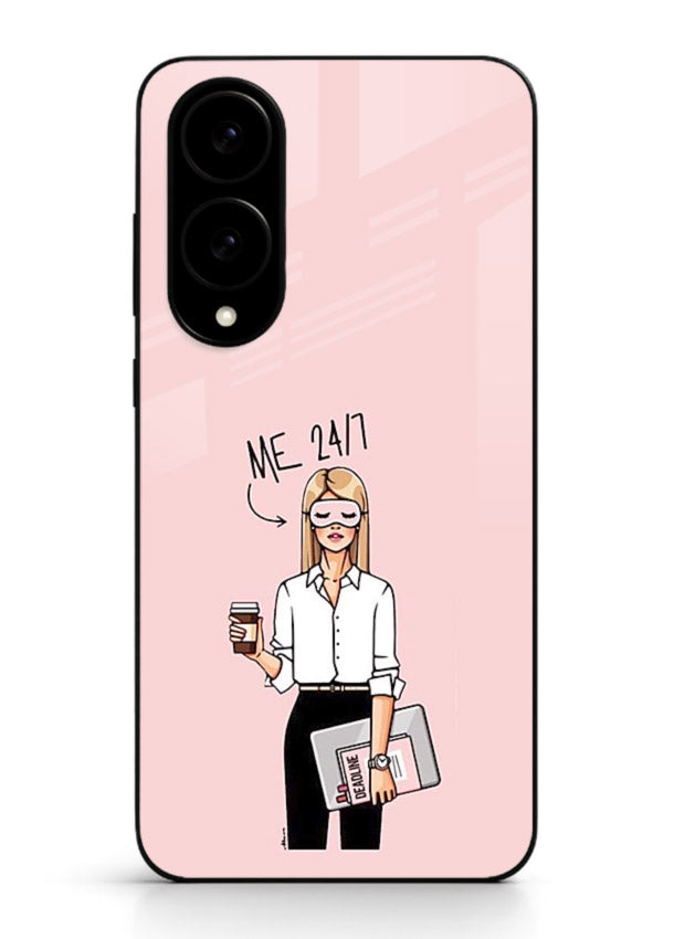 Office Lady Holding aesthetic artwork Samsung S25 Edge glass back cover