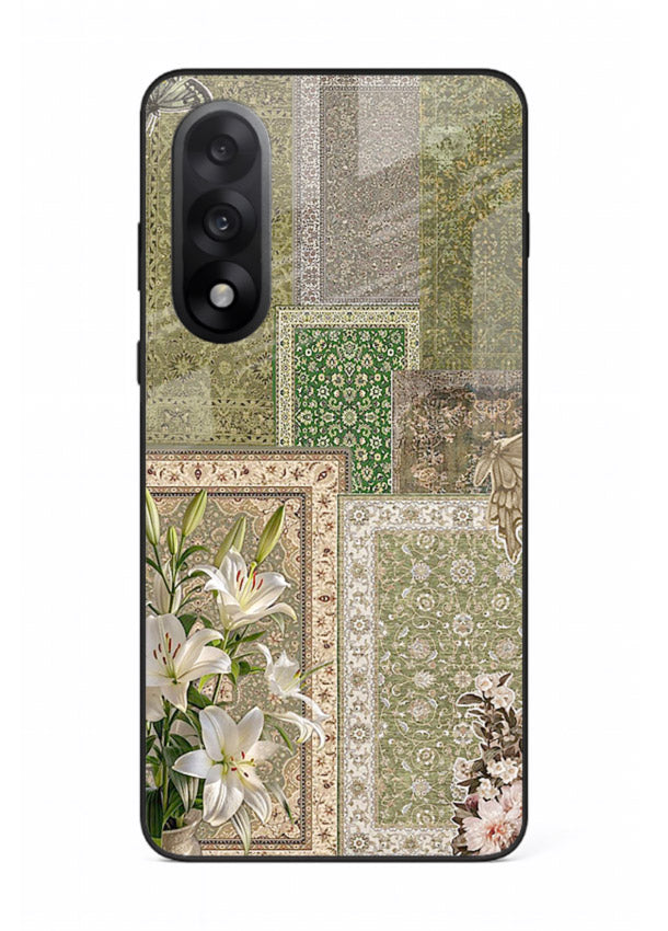 Green botanical mosaic artwork printed on glossy tempered glass OnePlus Nord 5 back cover