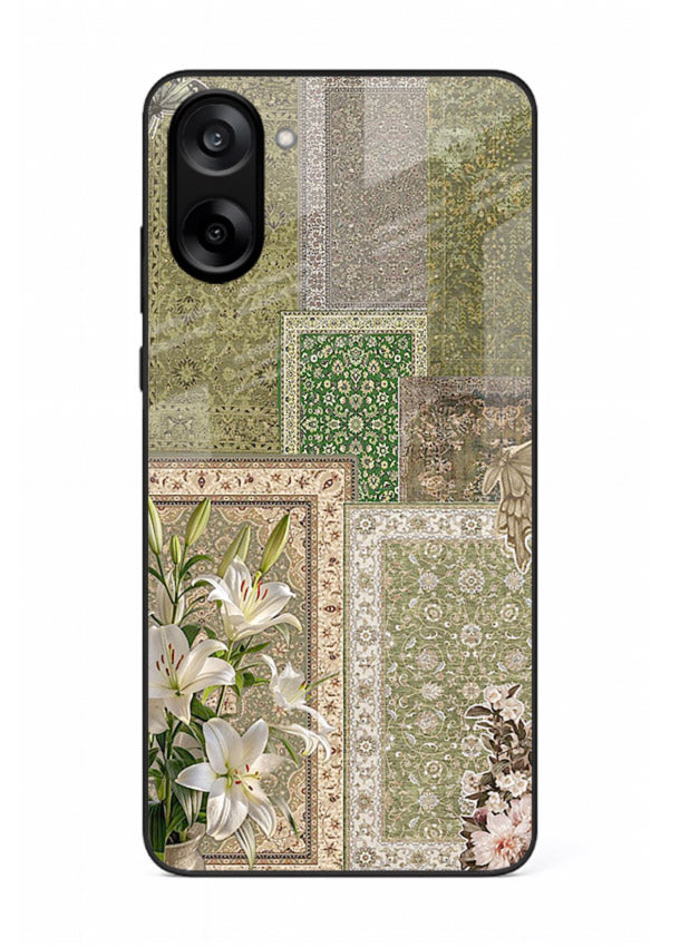 Green botanical mosaic artwork printed on glossy tempered glass OnePlus Nord CE5 back cover
