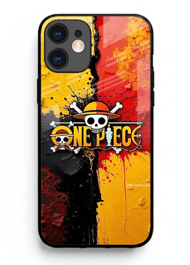one piece crack texture art iphone 12 glass cover pirate anime stylish case