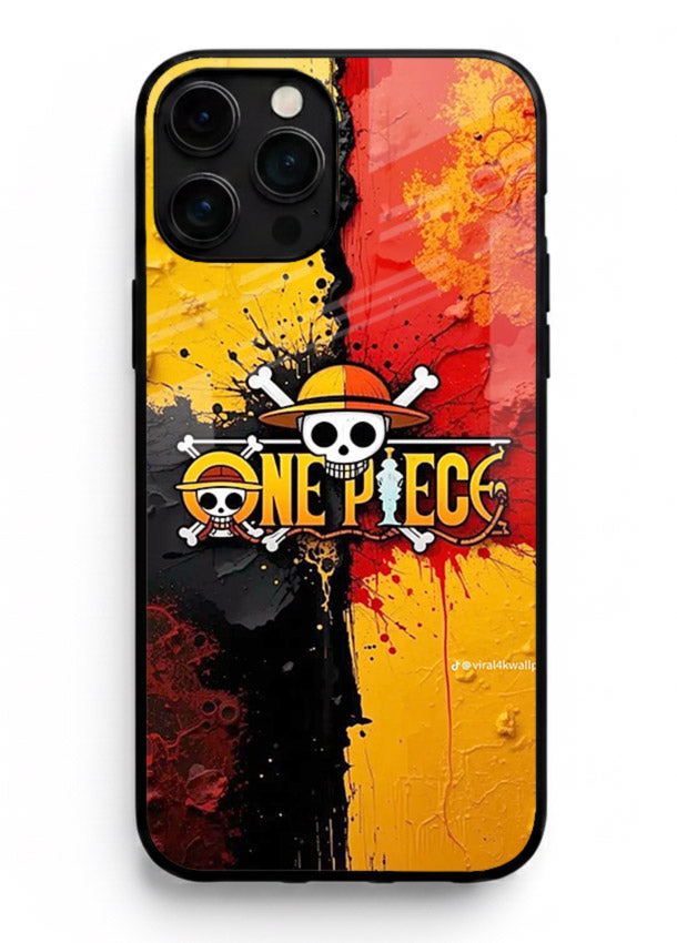 one piece crack texture art iphone 15 pro max glass cover pirate anime stylish case