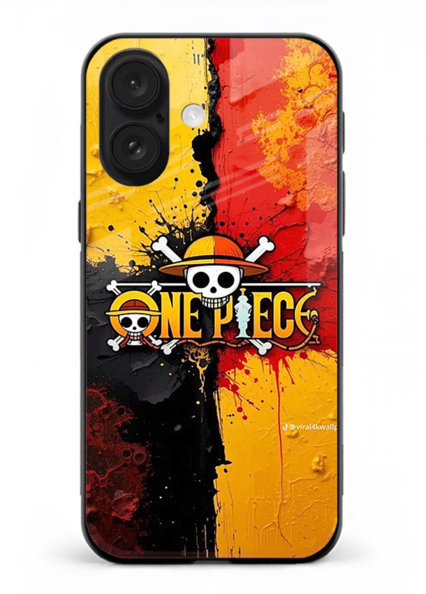 one piece crack texture art iphone 17 glass cover pirate anime stylish case