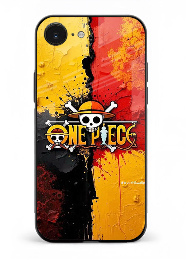 one piece crack texture art iphone 16e glass cover pirate anime stylish case