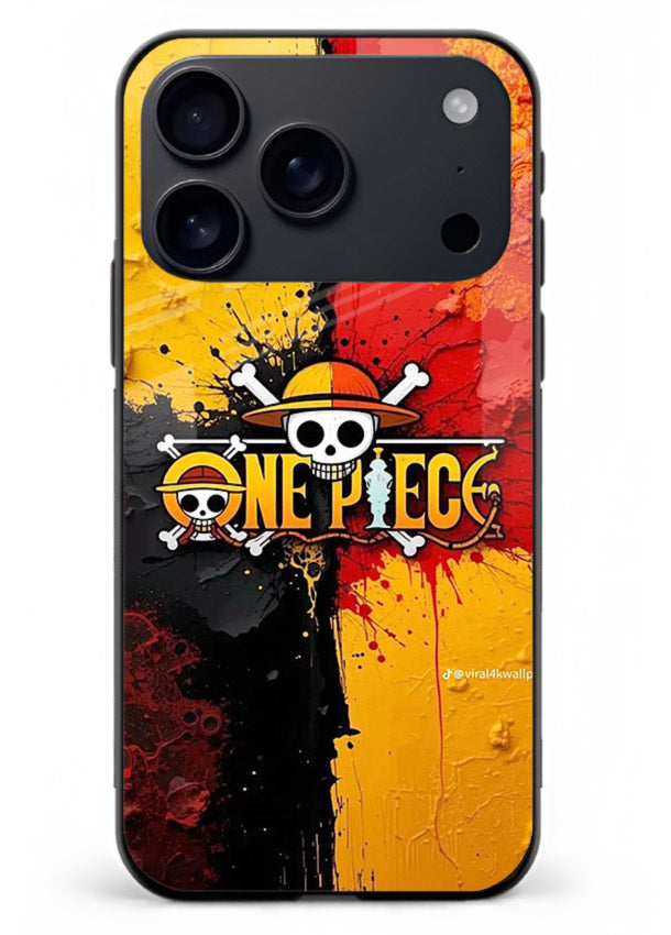 one piece crack texture art iphone 17 pro max glass cover pirate anime stylish case