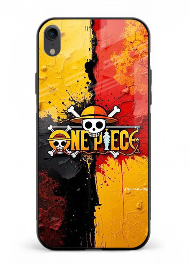 one piece crack texture art iphone xr glass cover pirate anime stylish case