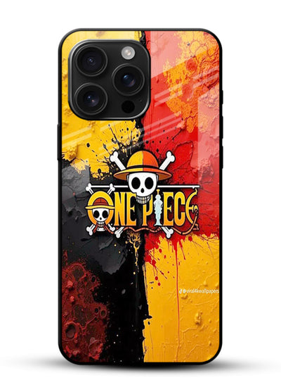 one piece crack texture art glossy vibrant premium glass cover pirate anime stylish case - Angle Front