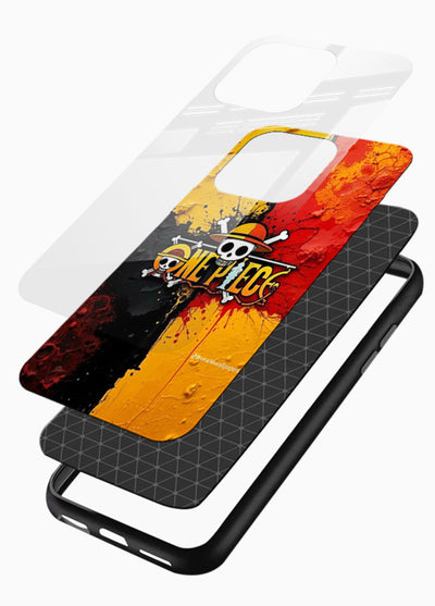 one piece crack texture art glossy vibrant premium glass cover pirate anime stylish case - Angle Layers