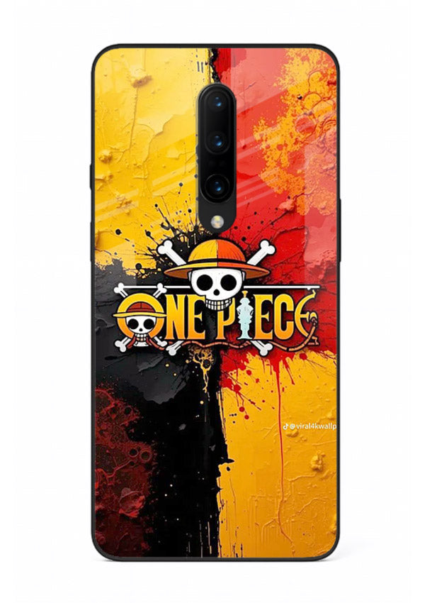 one piece crack texture art OnePlus 7 Pro glass cover pirate anime stylish case
