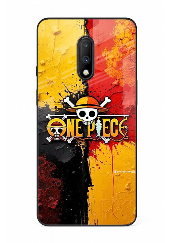 one piece crack texture art OnePlus 7 glass cover pirate anime stylish case