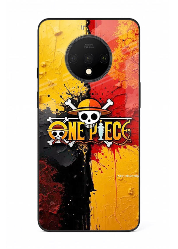 one piece crack texture art OnePlus 7T glass cover pirate anime stylish case