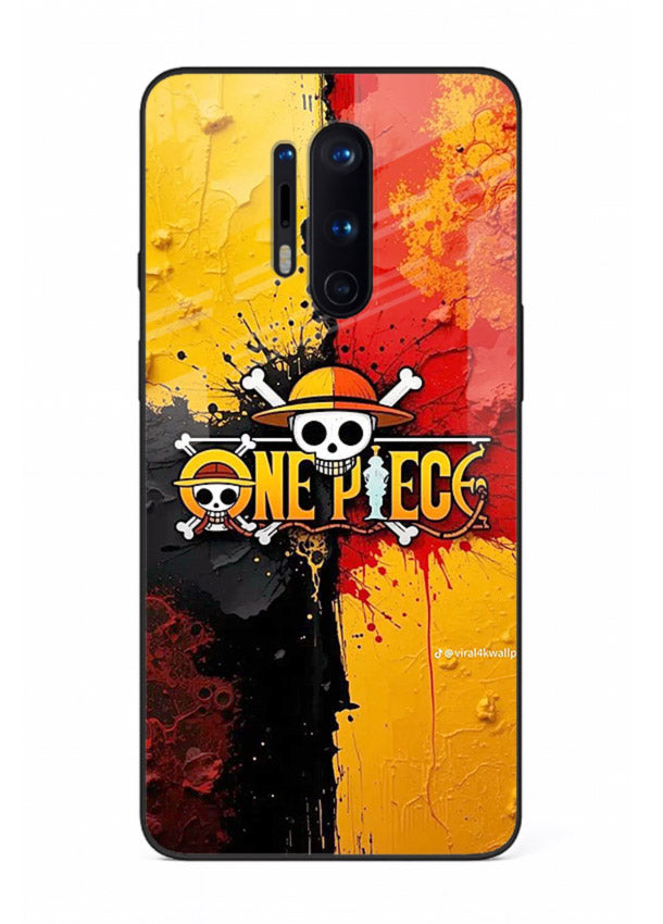 one piece crack texture art OnePlus 8 Pro glass cover pirate anime stylish case