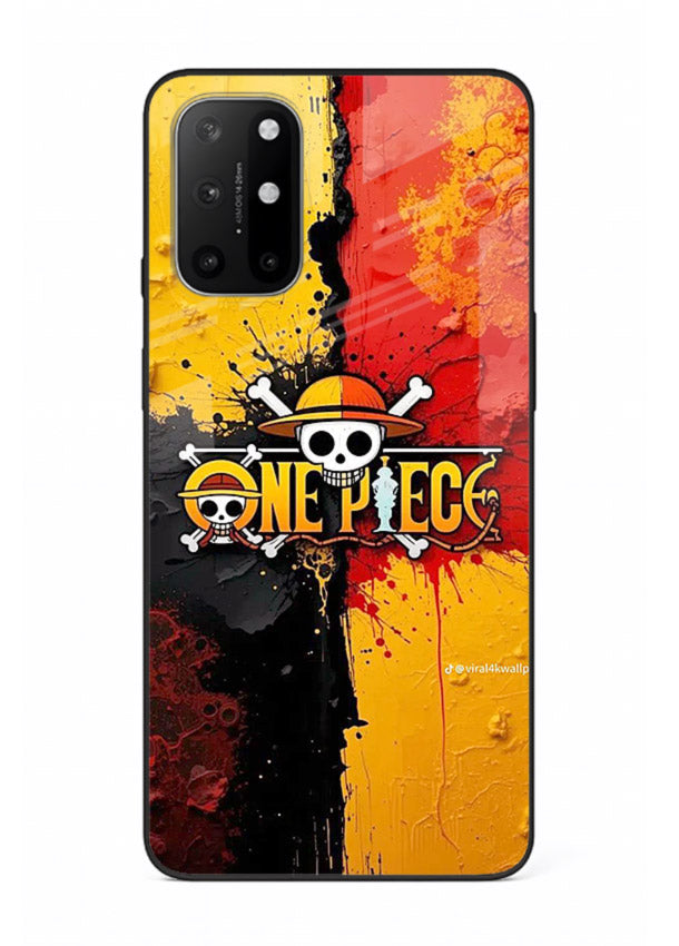 one piece crack texture art OnePlus 8T glass cover pirate anime stylish case