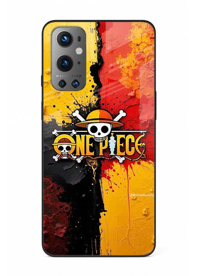one piece crack texture art OnePlus 9 glass cover pirate anime stylish case