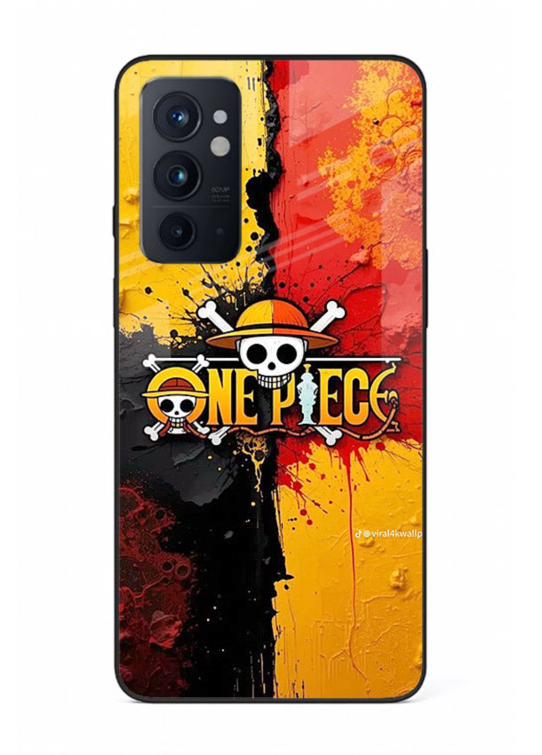 one piece crack texture art OnePlus 9RT glass cover pirate anime stylish case