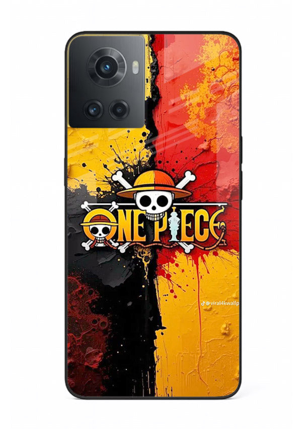 one piece crack texture art OnePlus 10R glass cover pirate anime stylish case