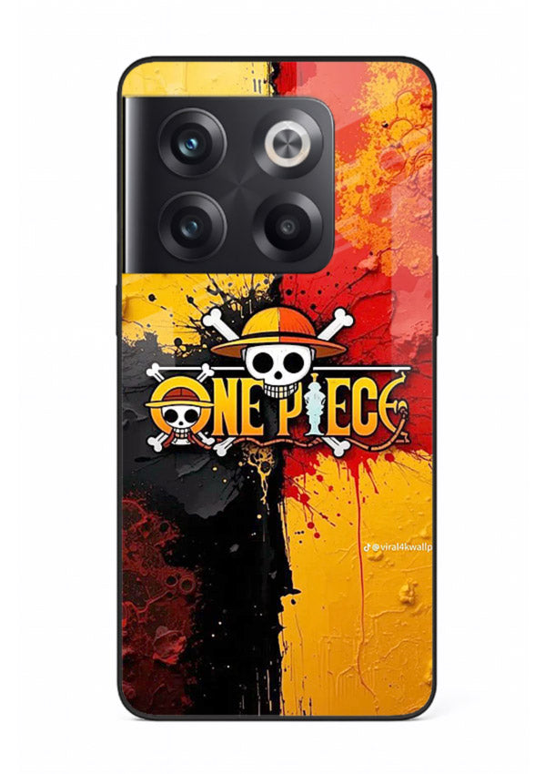 one piece crack texture art OnePlus 10T glass cover pirate anime stylish case