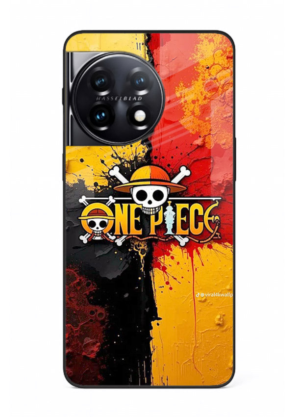 one piece crack texture art OnePlus 11R glass cover pirate anime stylish case