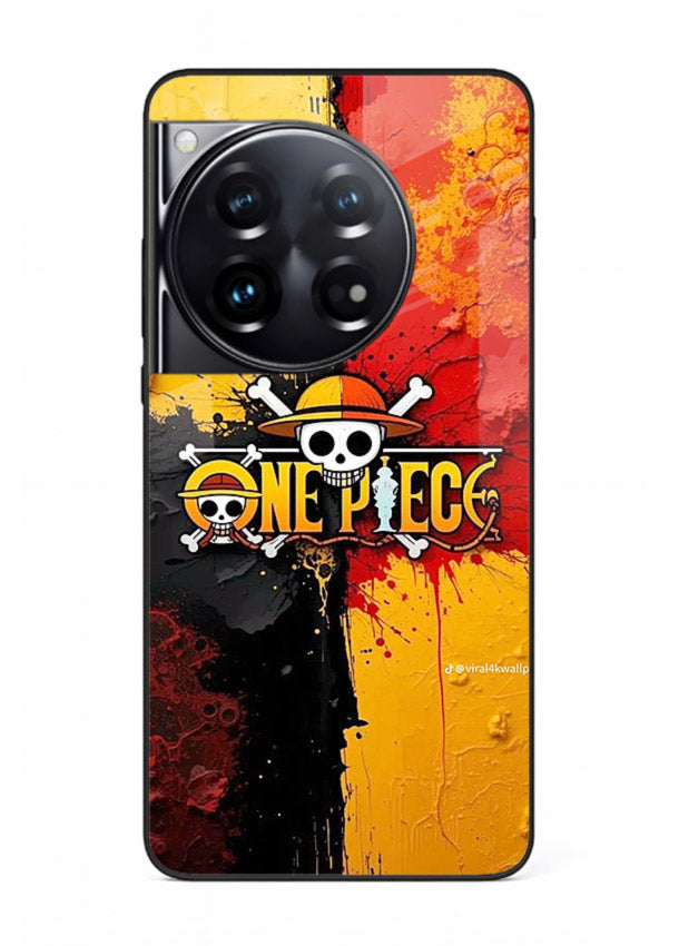 one piece crack texture art OnePlus 12 glass cover pirate anime stylish case