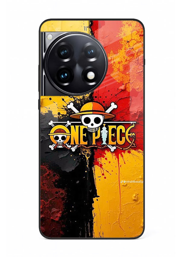 one piece crack texture art OnePlus 12R glass cover pirate anime stylish case