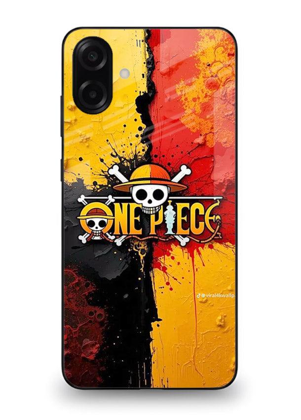 one piece crack texture art Samsung A06 5G glass cover pirate anime stylish case