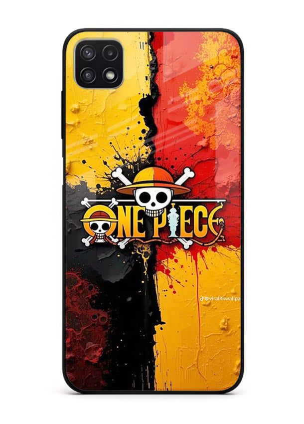 one piece crack texture art Samsung F42 5G glass cover pirate anime stylish case