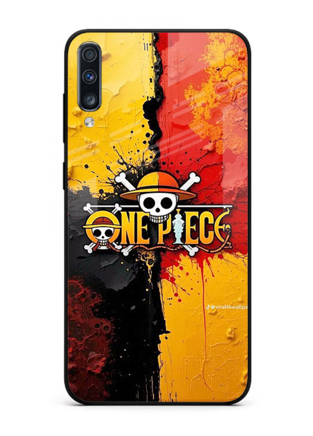 one piece crack texture art Samsung A70 glass cover pirate anime stylish case